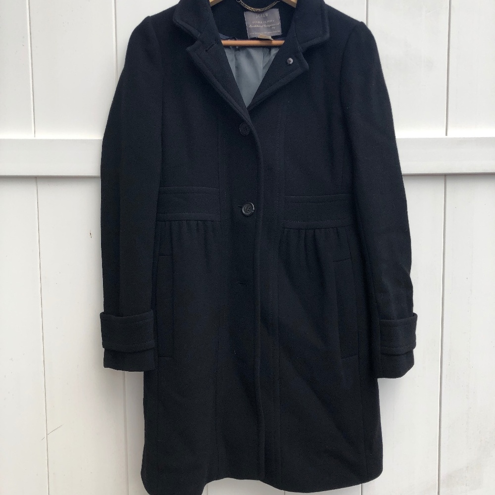 J. Crew Colletta Double-Cloth Black Wool Coat
